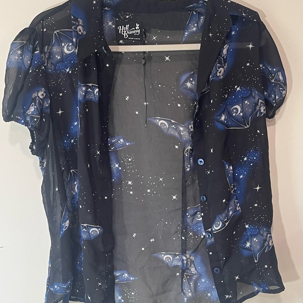 Large hell bunny shirt sheer button up